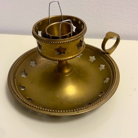 Vintage Accents Vintage Brass Star Cut Out Tapered Candle Stick